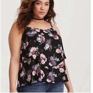 Torrid size 3 Black Floral Pattern Handkerchief Camisole